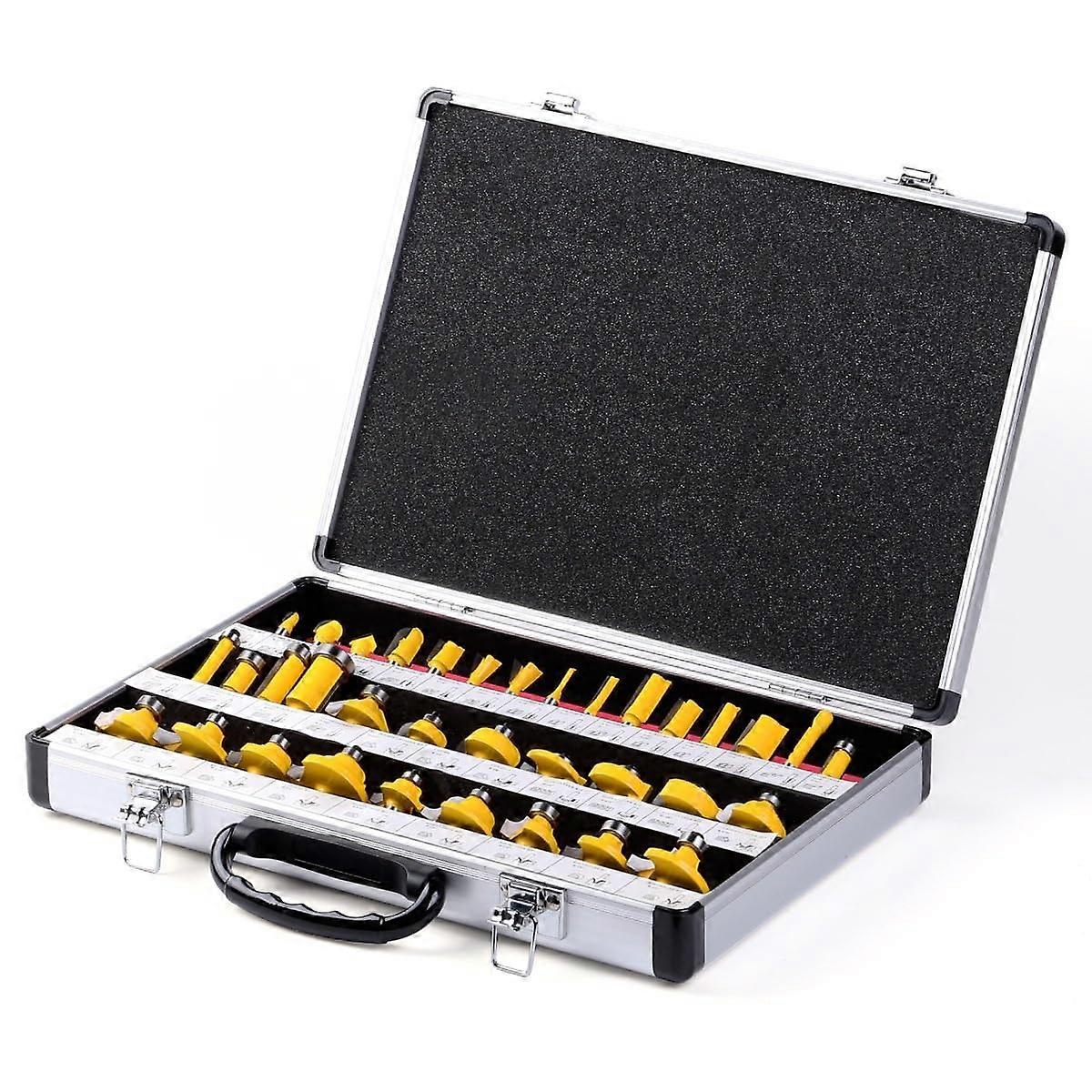 35-Piece Tungsten Carbide Router Bit Set, Mixed Bits, 6.35mm (1/4 Inch) Shank, For Woodworking Router Tools