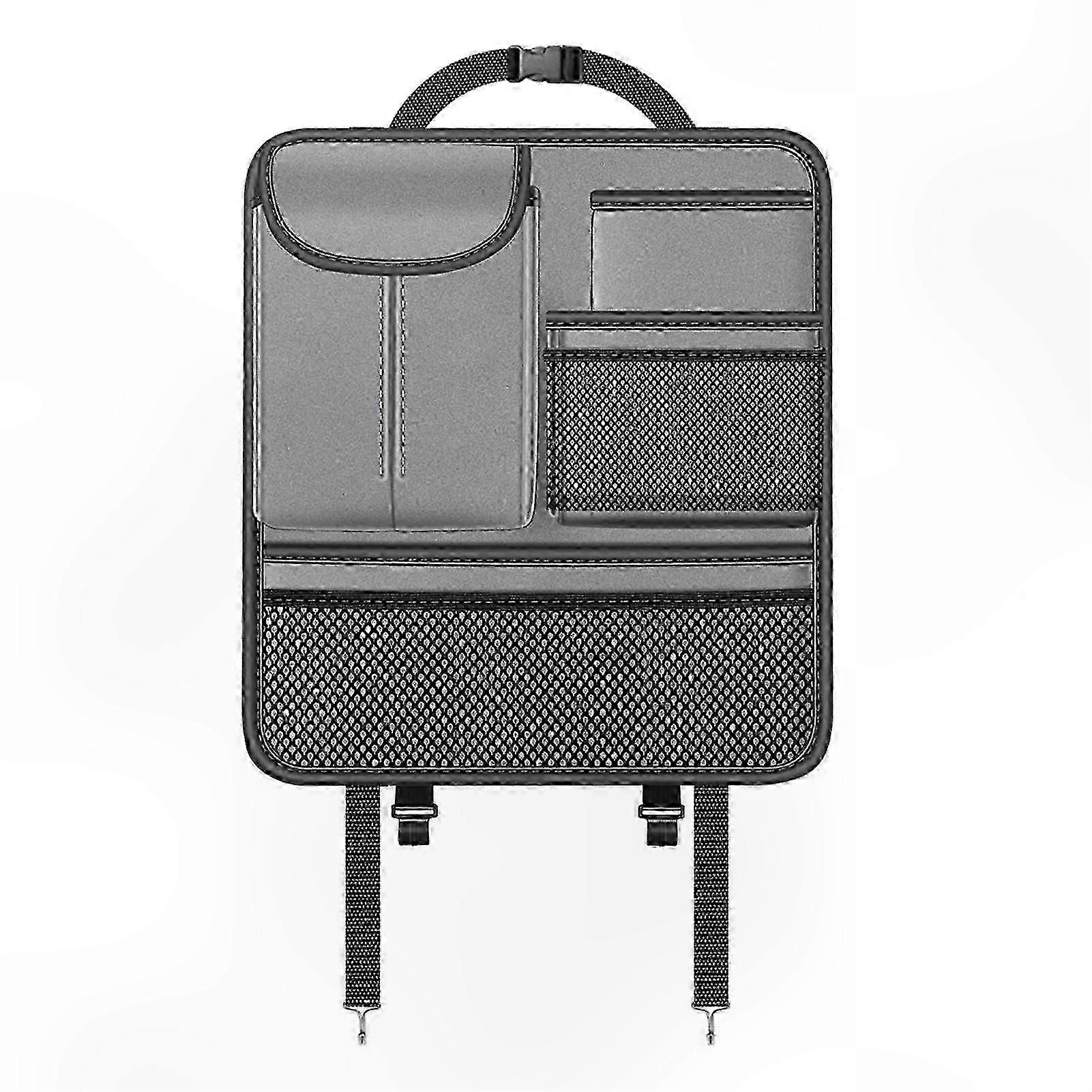 多機能カーシートバック収納バッグとオーガナイザー、電話、財布、メガネ、ティッシュボックス用グレー