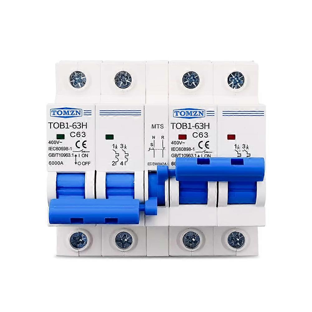 TOMZN TOB1-63H 63A 2P+2P MTS AC Dual Power Manual Transfer Switch Circuit Breaker MCB 50HZ/60HZ
