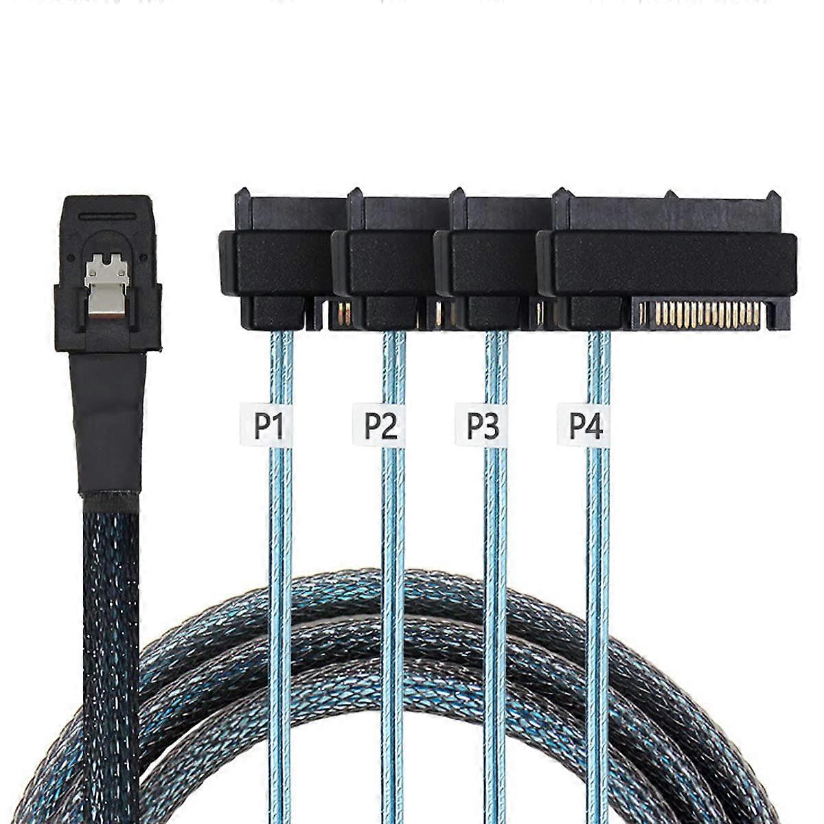 Internal 36 Pin Mini SAS SFF8087 Host to 4 SFF8482 Target SAS Hard Disk and SATA Power Cable 50cm