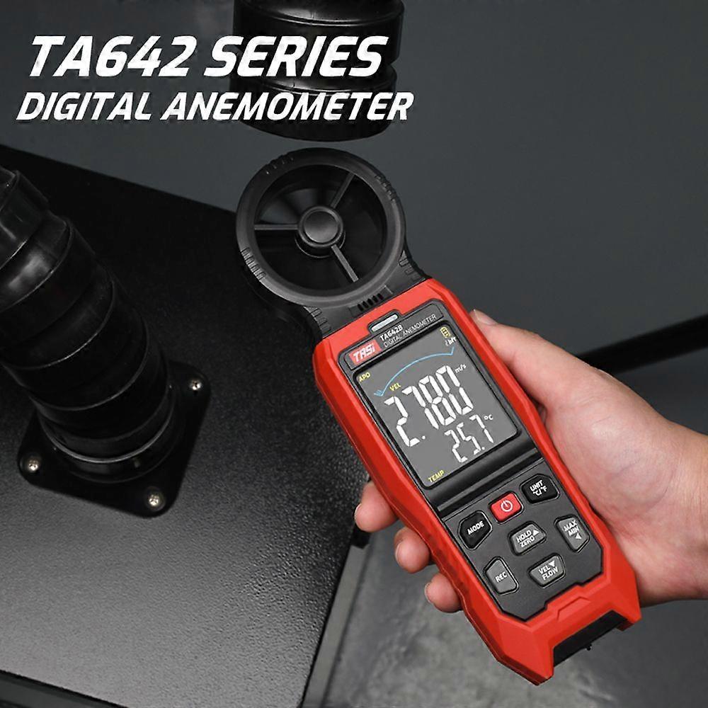TASI TA642A Digital Anemometer Handheld Wind Speed Meter Measuring Air Flow Speed Wind Temperature LCD Backlight Display