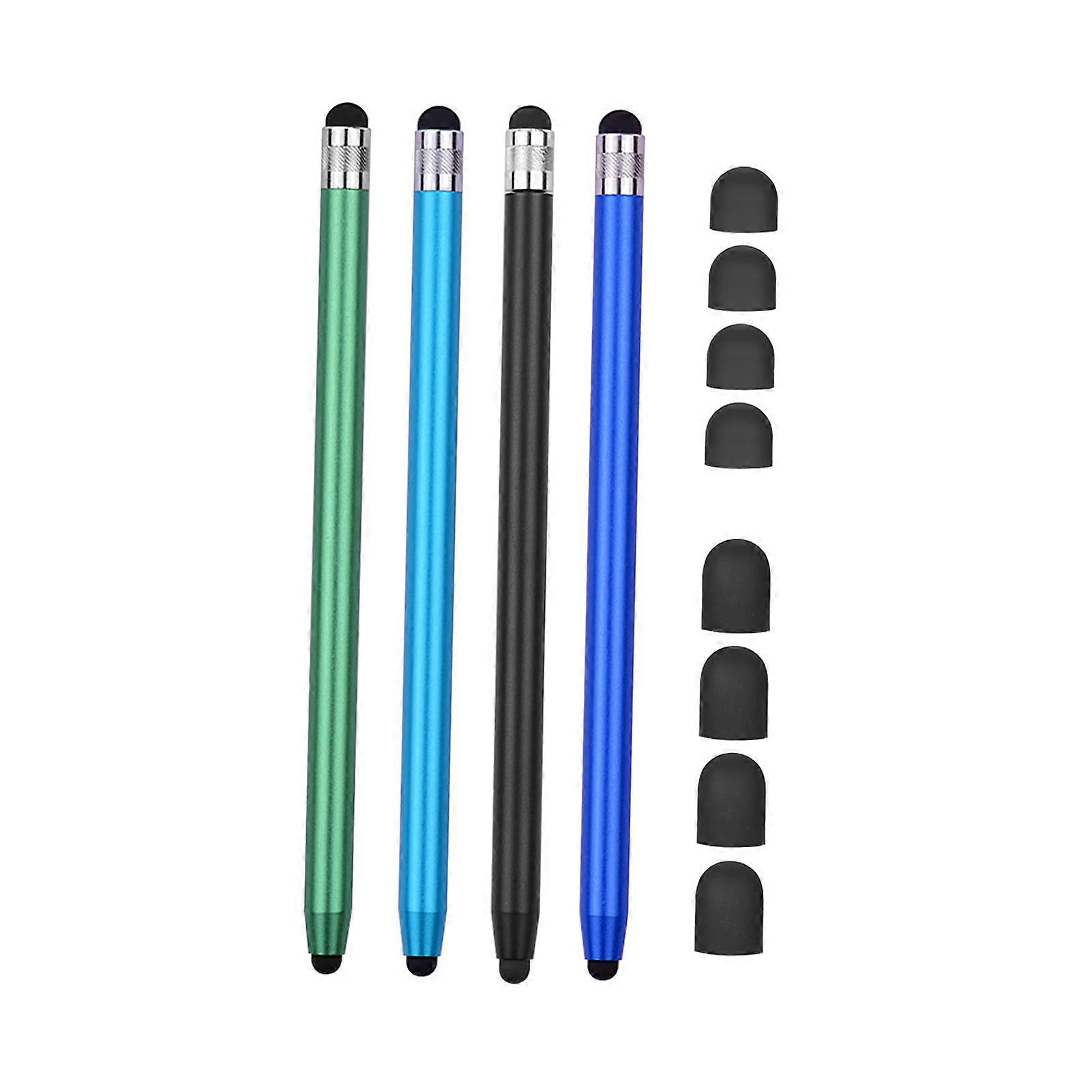 2 in 1 Universal Touchscreen Stylus Pen for All Touchscreen Tablets Cell Phones with 8 Extra Replaceable Soft Rubber Tips 4pcs 2Royal Blue/2Green