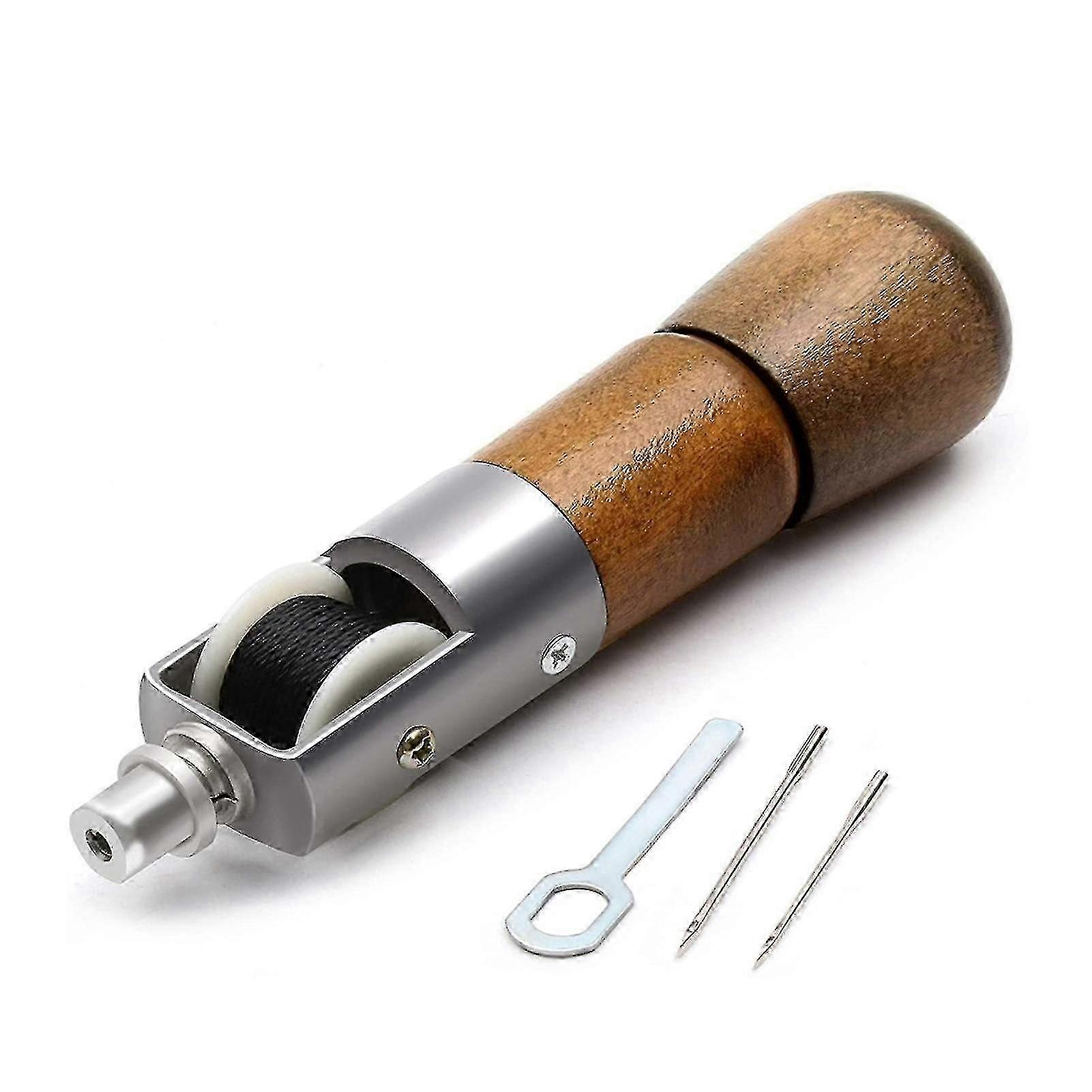 Leather Sewing Kit with Wood Handle Taper Needle Tool (B, Style)