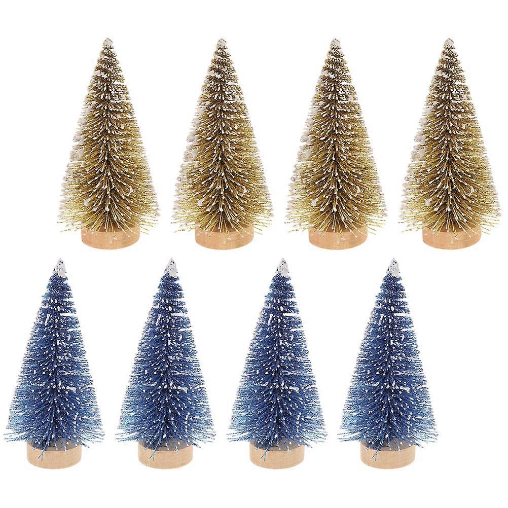 8pcs Mini Christmas Trees Decorations with Wooden Base   Small Artificial Pine Trees for Tabletop Holiday Display, Model Landscape, and Christmas