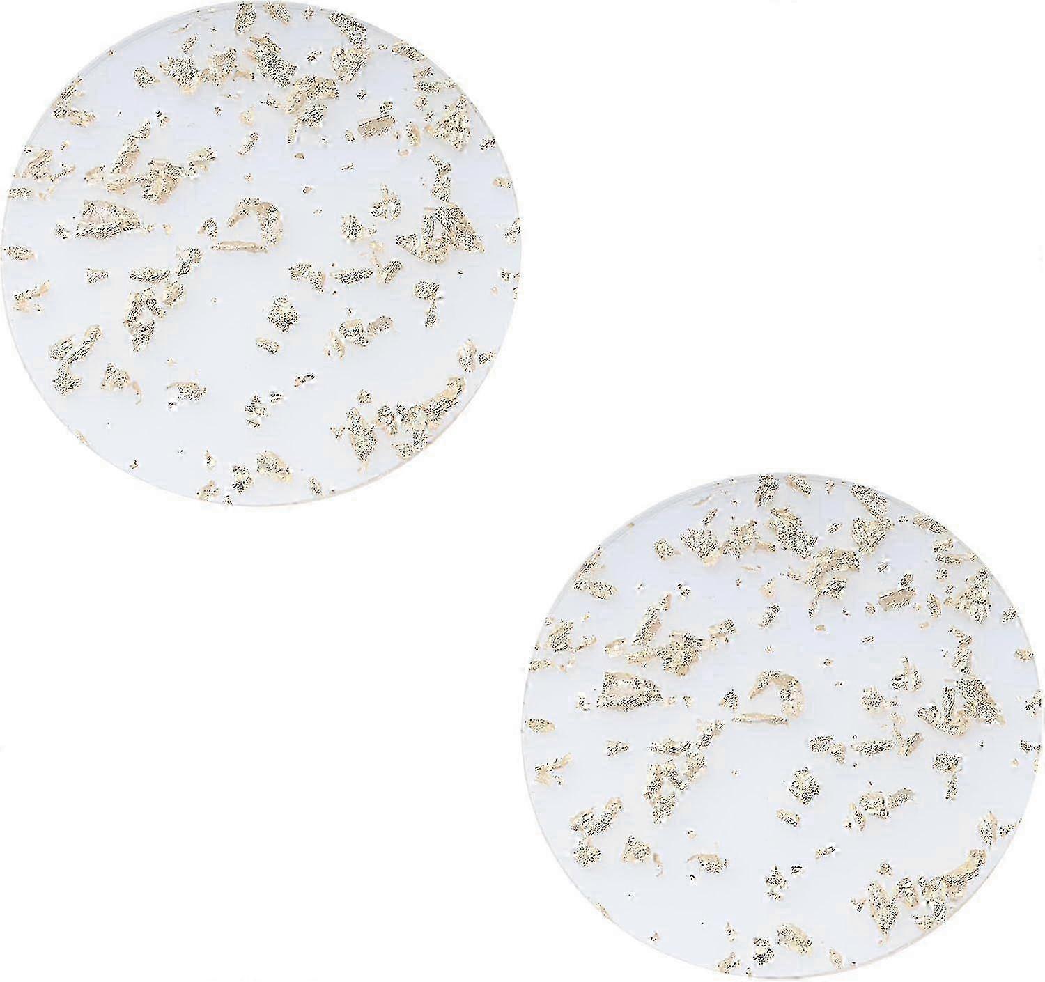 2 Pcs Clear Gold Foil Acrylic Coasters for Cups & Mugs, Modern Drink Rug Pad for Wooden Tables