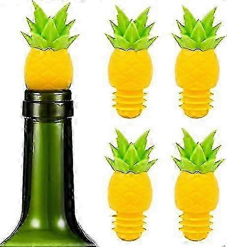 4Pcs Reusable Pineapple Wine Stoppers - Bottle Caps for Wine Bottles & Beverages