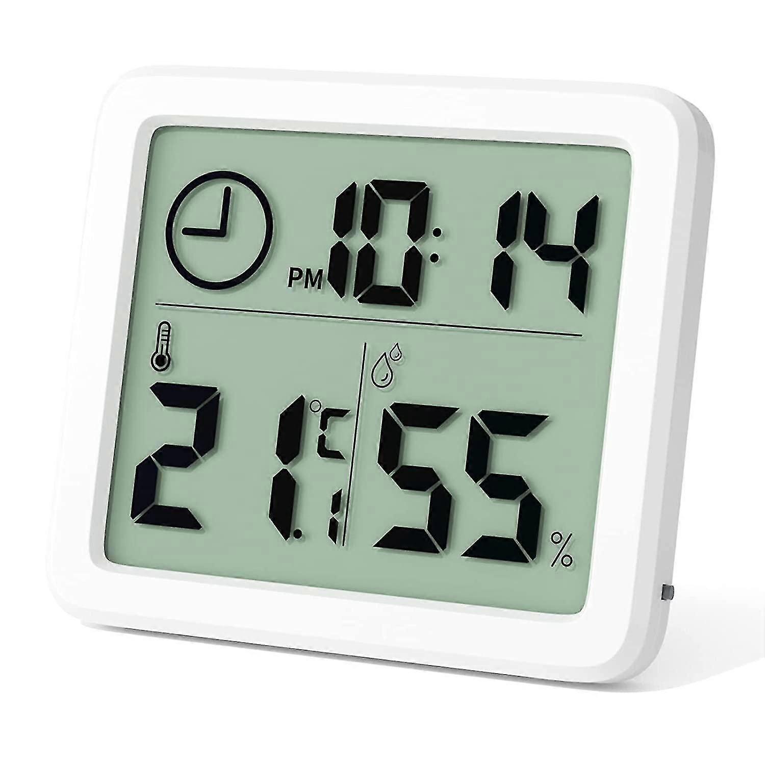 Mini Digital Indoor Thermometer, Large Screen Professional Portable Hygrometer with Clock, Accurate