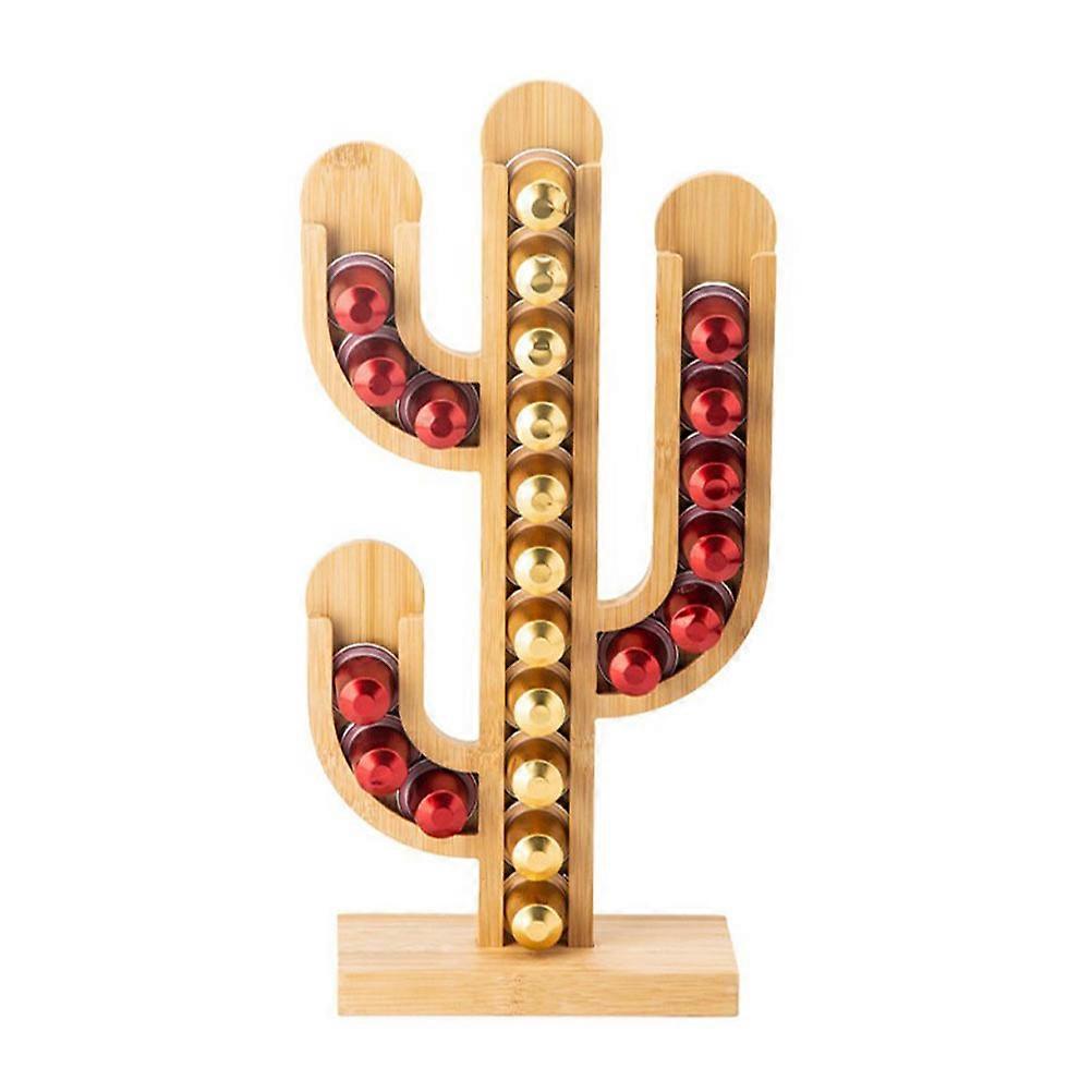Coffee Capsule Display Rack Bamboo Coffee Capsules Stand for Bar Khaki Decorative Ornament 1Pc