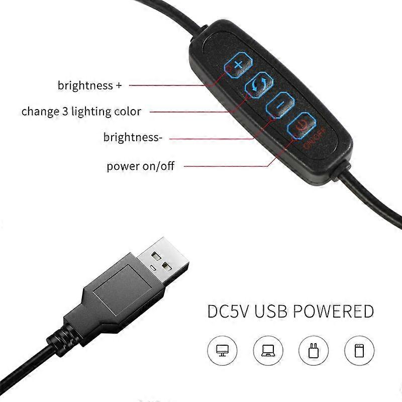 Dimmable LEDs Desk Reading Light with Clamp 3 Color Modes & 10 Brightness Levels Memory Function 360 Flexible Bracket Holder Eye-caring Metal Swing Ar