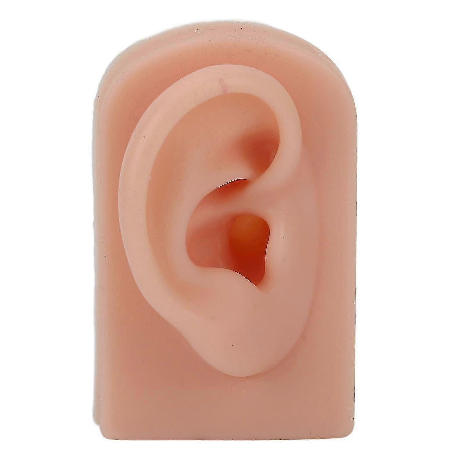 Reusable Dark Silicone Ear Model for Piercing Practice, Flexible Right Ear Training Tool with Realistic Display