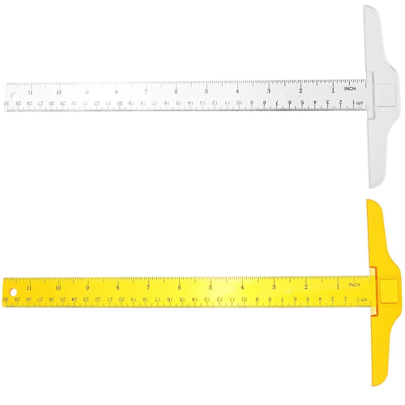 2 Pcs T Shape Rulers Double Scale Ruler Plastic Measuring Ruler Measuring Tool