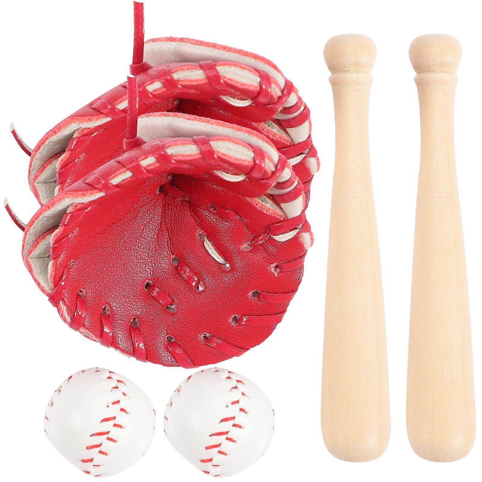 2 مجموعات من مصغرة قفاز البيسبول الخفافيش البيسبول ديكور مجموعة البيسبول البسيطة ديكور سلسلة المفاتيح