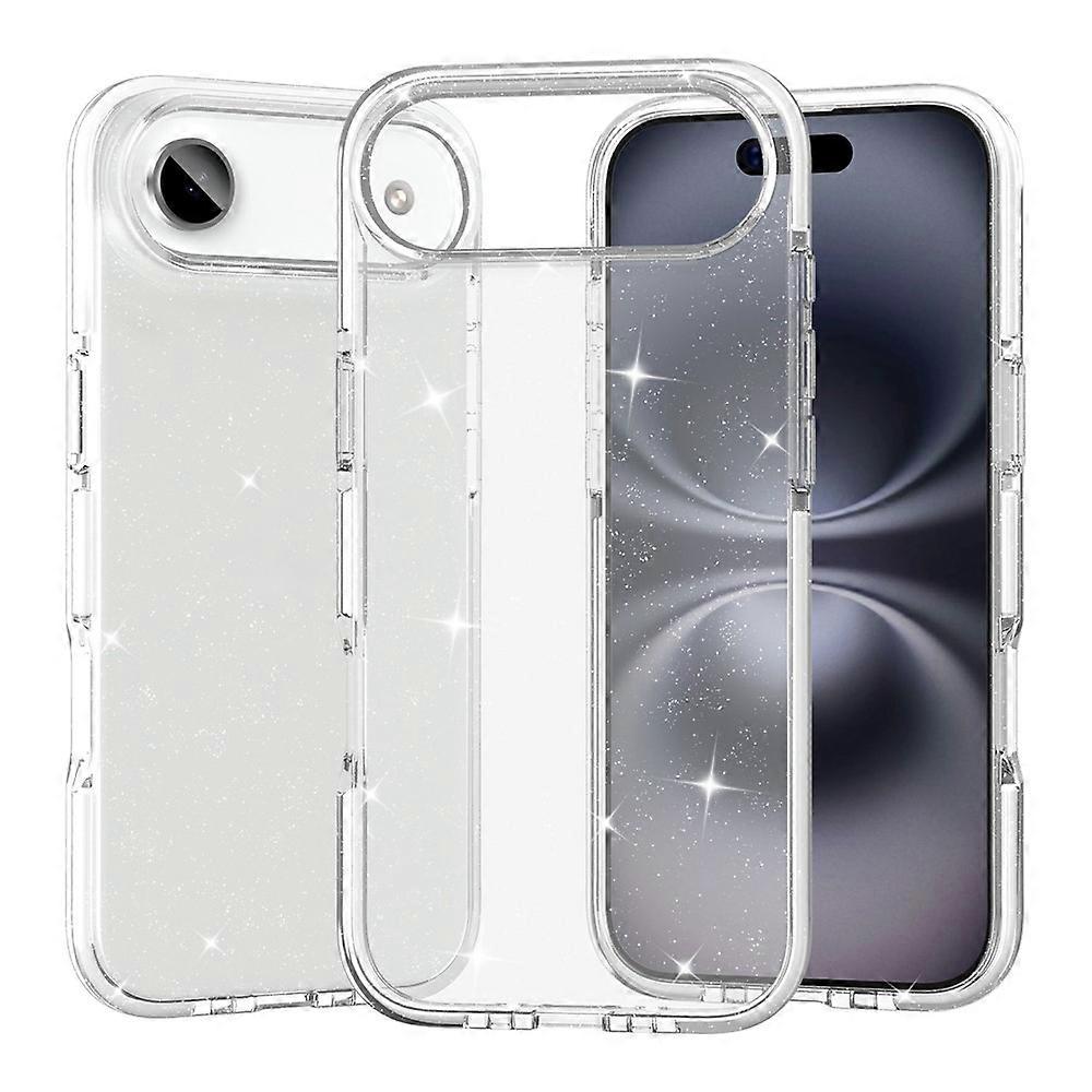Compatible For iPhone 17 Air Glitter Case PC Back TPU+TPE Frame Bling Sparkle Shockproof Cover