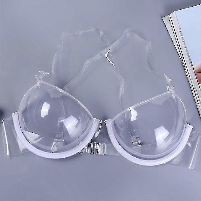 Women's Lace Trim Push-Up Bra with Thin Straps - Invisible Support and Comfort Fit