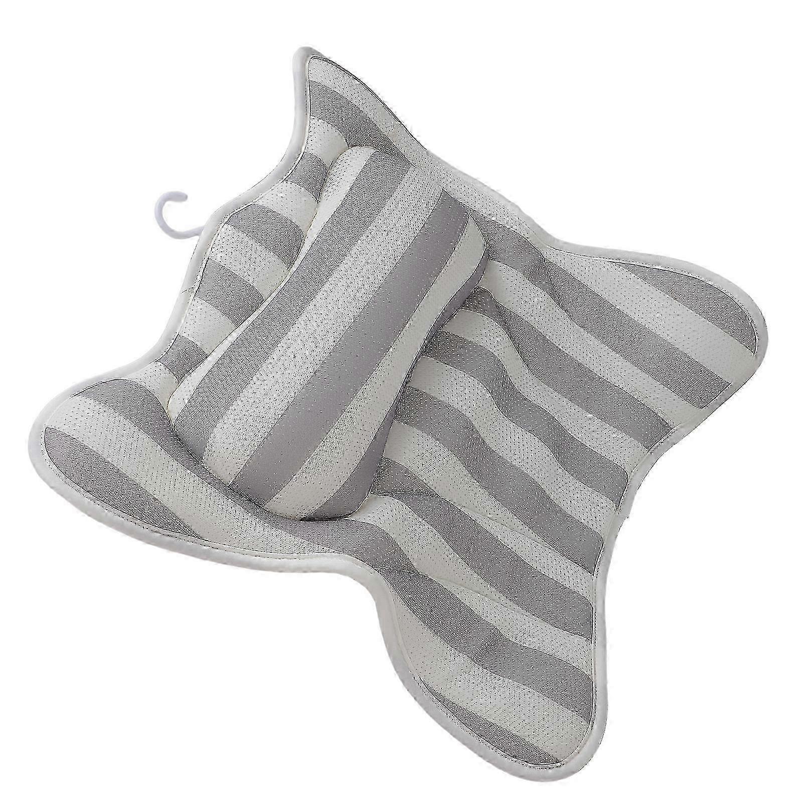 Bath Pillow Neck Back Support with 6 Suction Cups Hanging Hook Slip Resistant Quick Drying Breathable Mesh Spa Pillow for Soaking Tubs