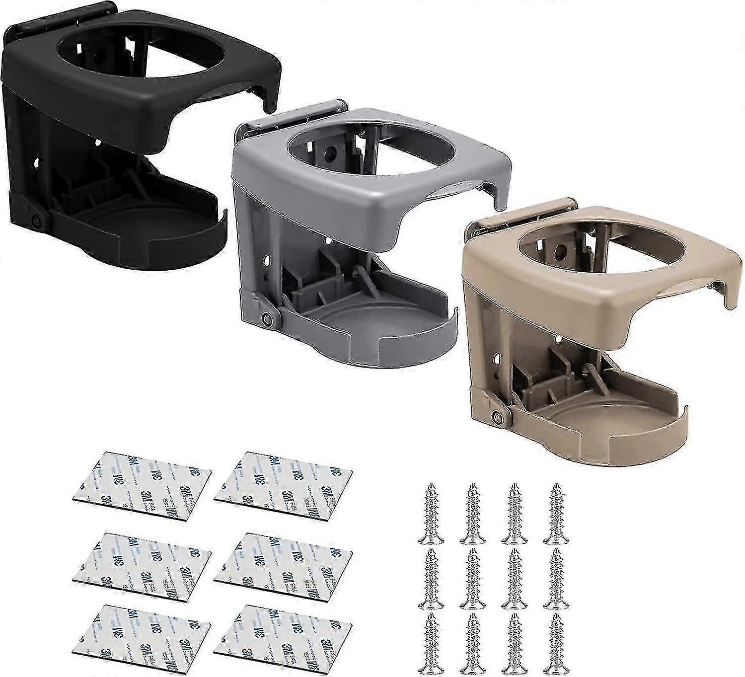 Foldable Cup Holder Set, 3pcs Collapsible Plastic Beverage Holders, Suitable for Various Brands