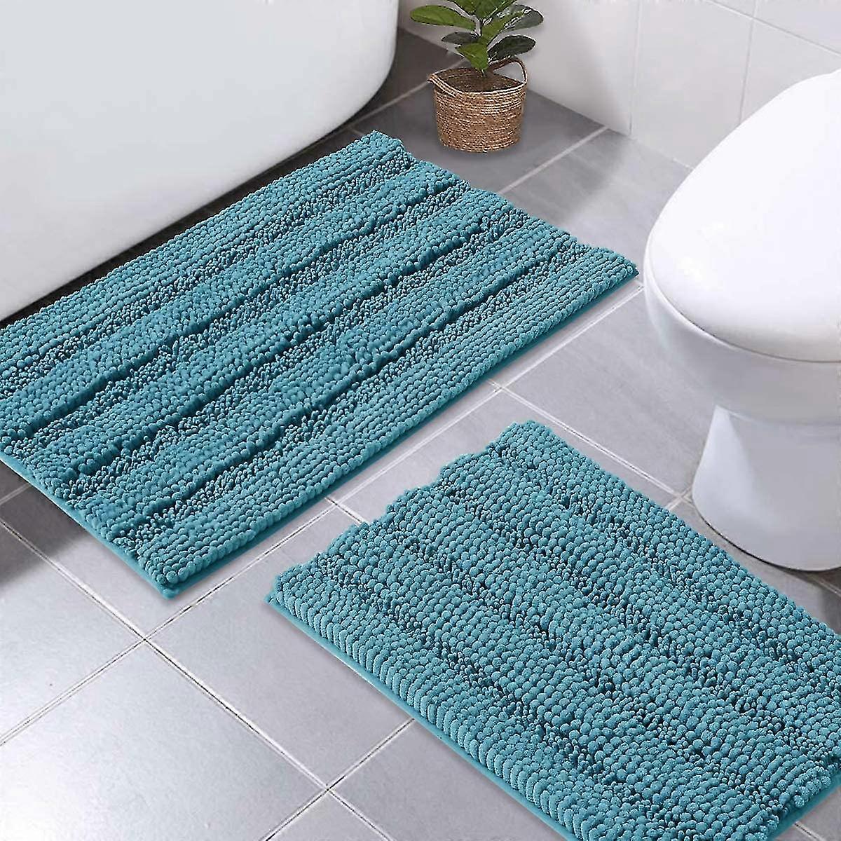 Turquoise Bath Mats Shower Rugs Slip-resistant Extra Absorbent Soft And Fluffy Thick Bath Mats 50x80cm&43x61cm