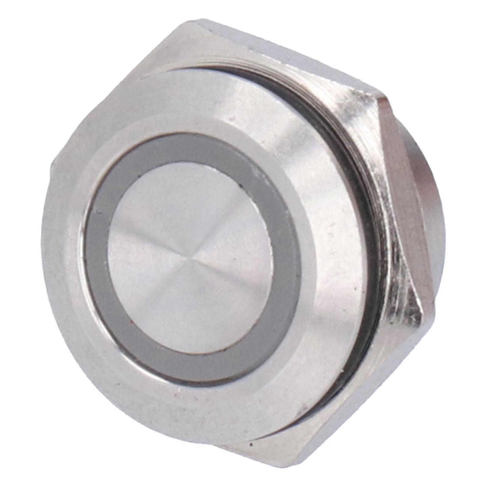 5Pcs Momentary Push Button Switch Metal Auto Reset Ultra Thin Waterproof with LED 16mmDC3~6V Yellow