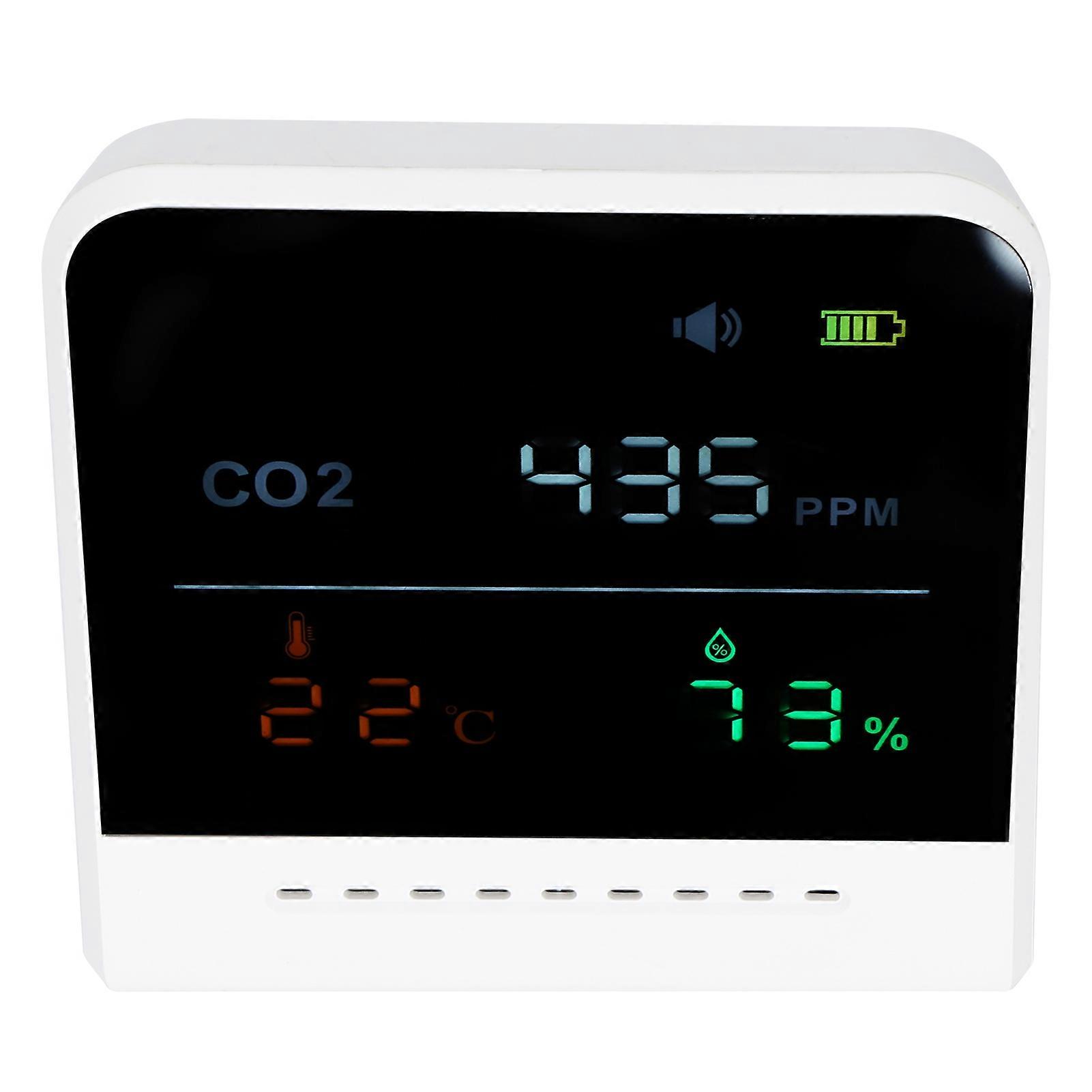 Digital CO2 Detector with Temp & Humidity Display, 1500mAh Battery
