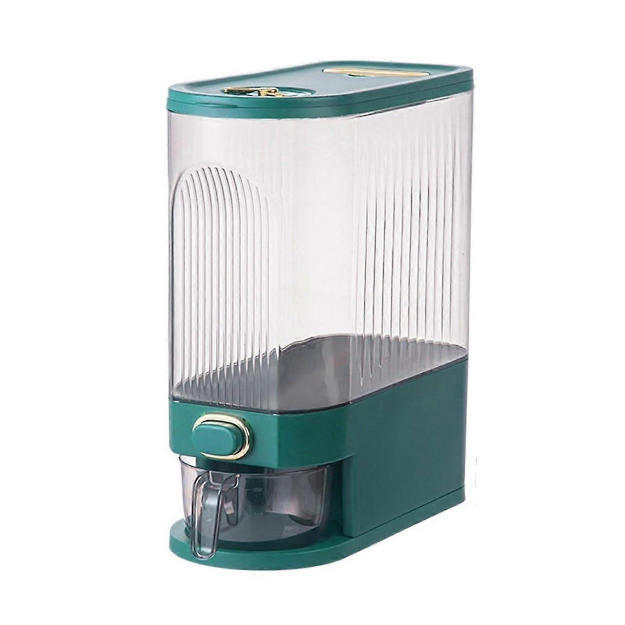 Breakfast Cereal Dispenser 10L Green With Measuring Cup Rice Dispenser Cereal Storage Container
