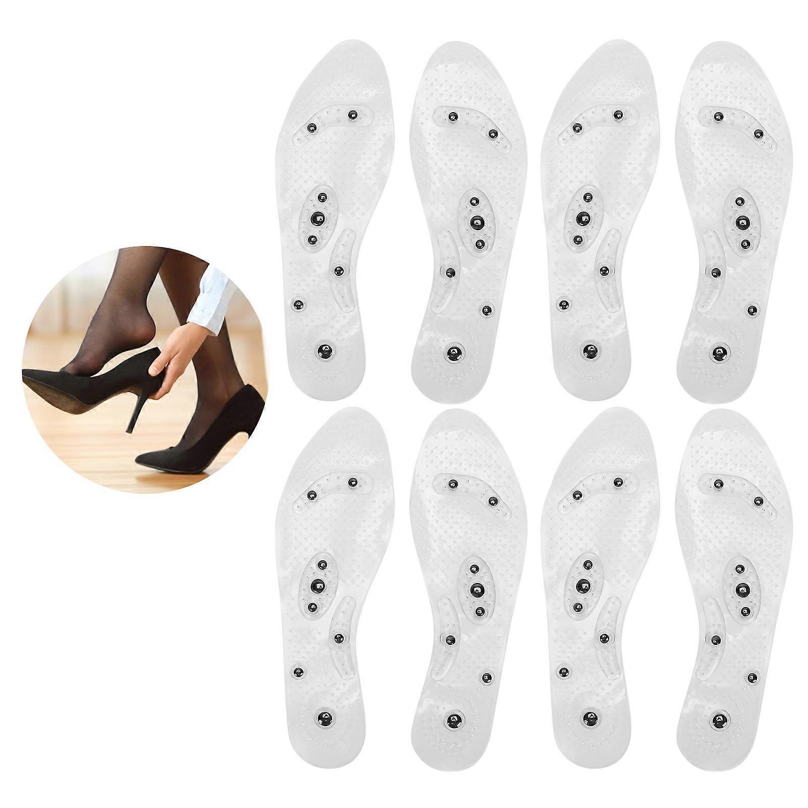 4 Pairs Comfortable Insoles Breathable Shock Absorbing Washable Reusable Shoe Insoles (White)