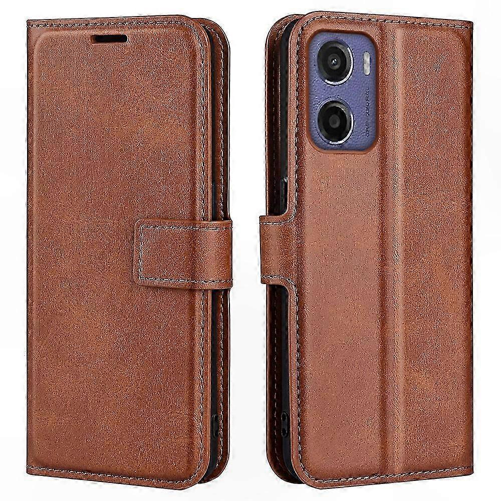 Anti-Scratch Calf Texture Leather Phone Case for Moto E15 4G
