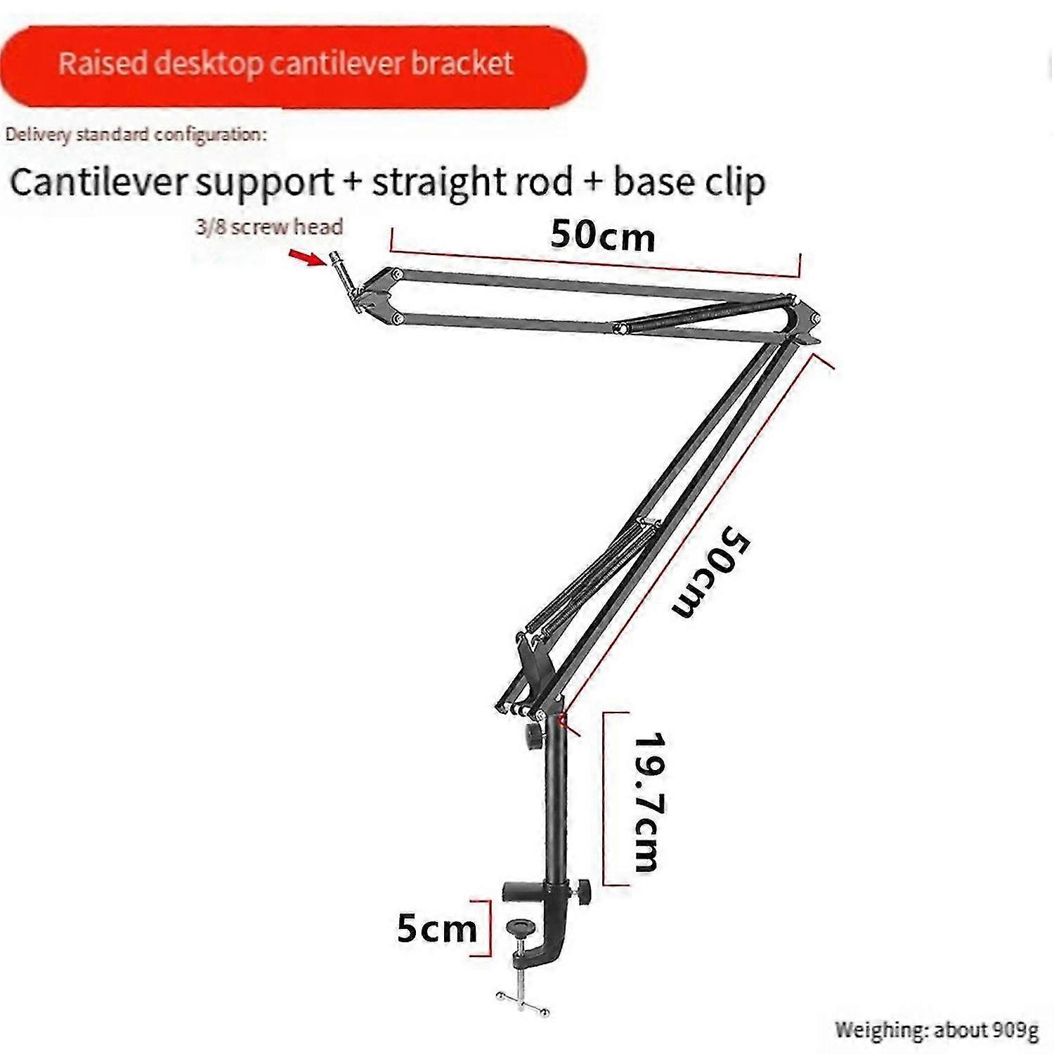 25cm Height Increase Model Microphone Boom Arm with Tabletop Stand,C