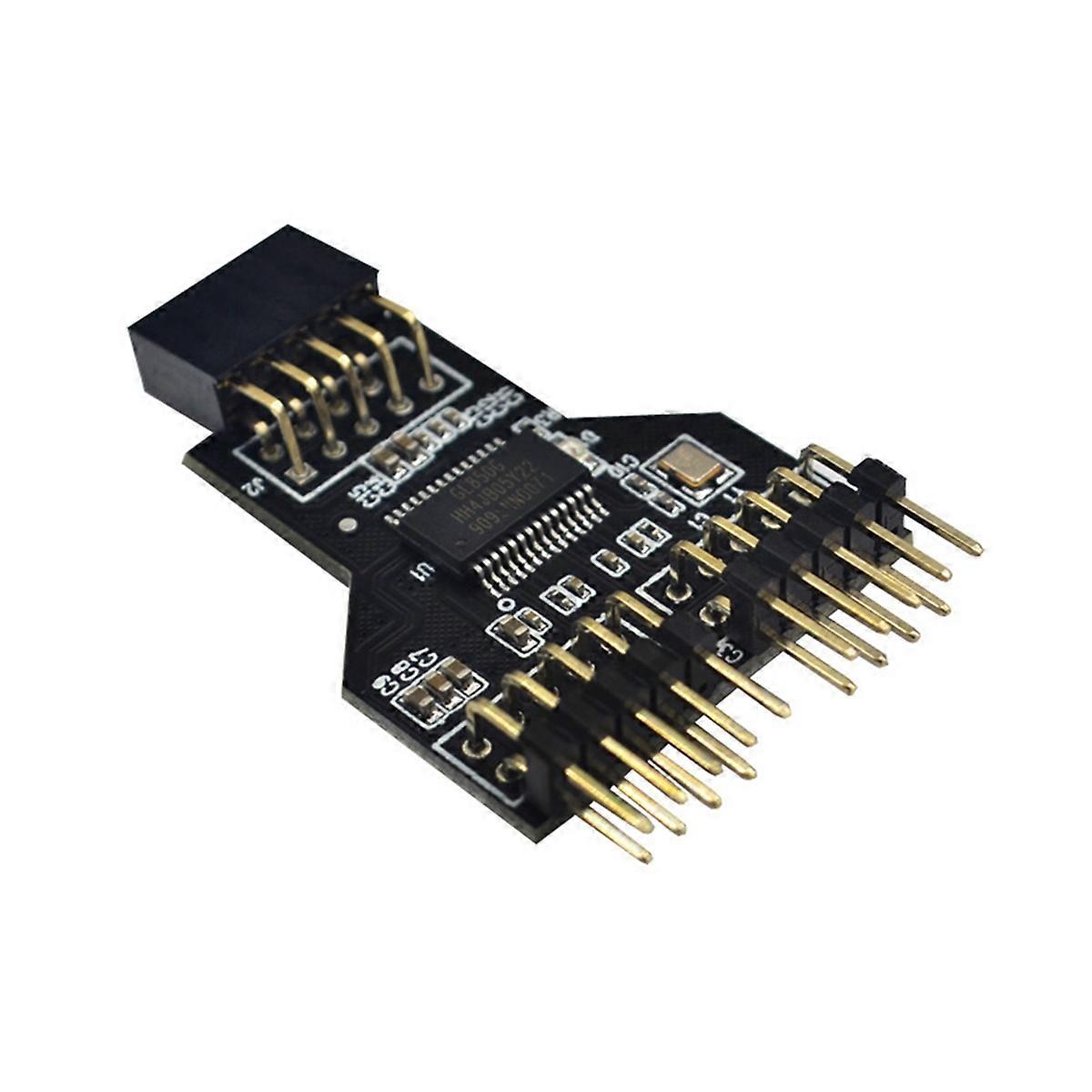 Motherboard USB 9Pin Interface Connector Splitter 1 to 2 Expansion Adapter 9-Pin USB HUB USB 2.0 Connector for RGB Fan