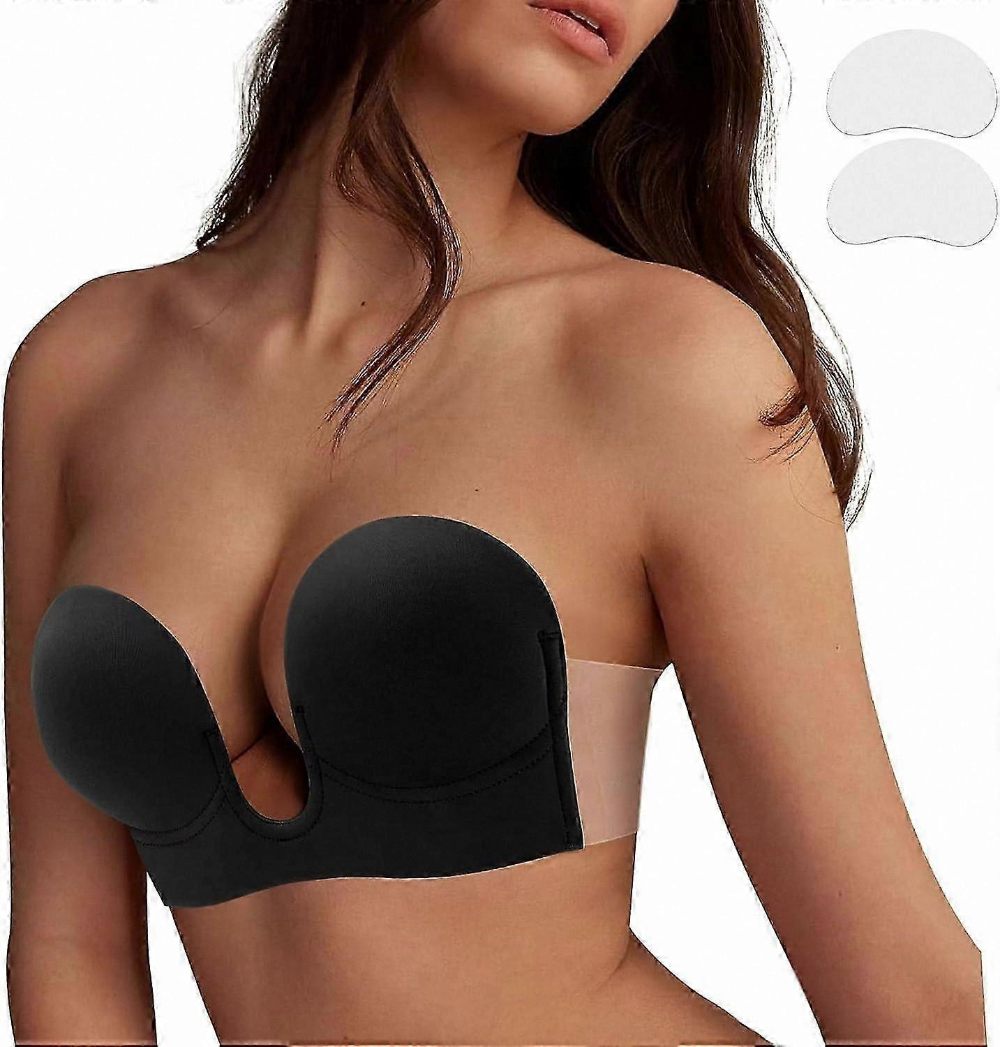 Deep V Invisible Adhesive Bra, Reusable Push Up Strapless Bra for Wedding Dresses