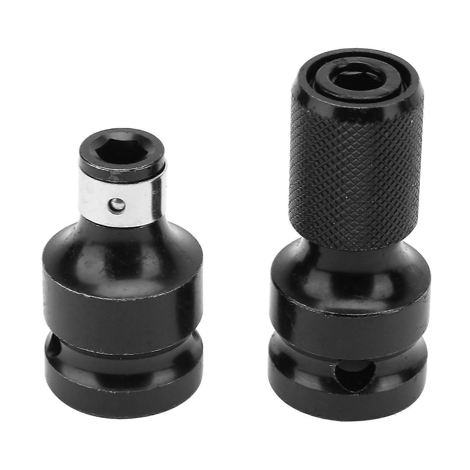 2Pcs 1/2 to 1/4 Hex Female Telescopic Socket Adapter For Electric Wrench