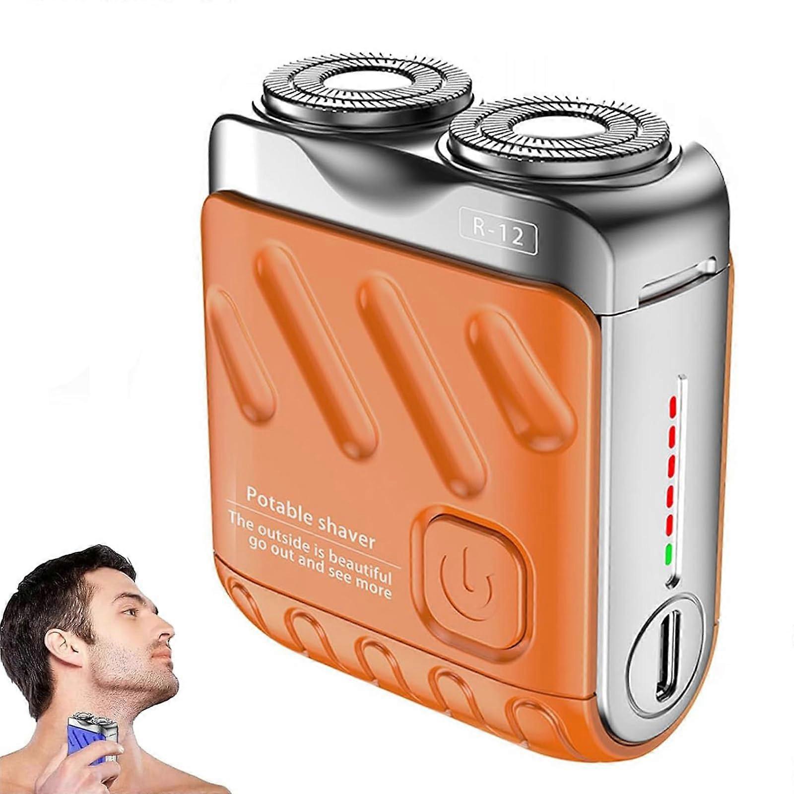 Mini Shaver, Cordless WetDry Razor For Men, SuitcaseStyle Portable Design, Waterproof Rechargeable, Orange
