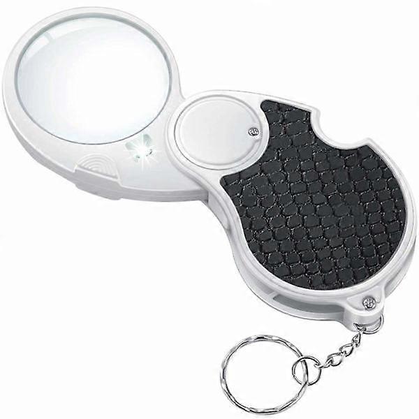 Magnifying Glass with Light, Illuminated Magnifier, 5x Small Illuminated Folding Handheld Magnifier for Reading Hobby Travel