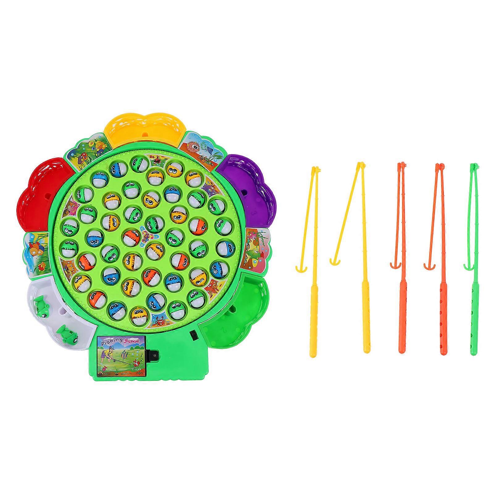 Children's Fishing Toy Round Plaything for Parent-Child Interaction Multi Plastic Rotating Color Recognition 1Set