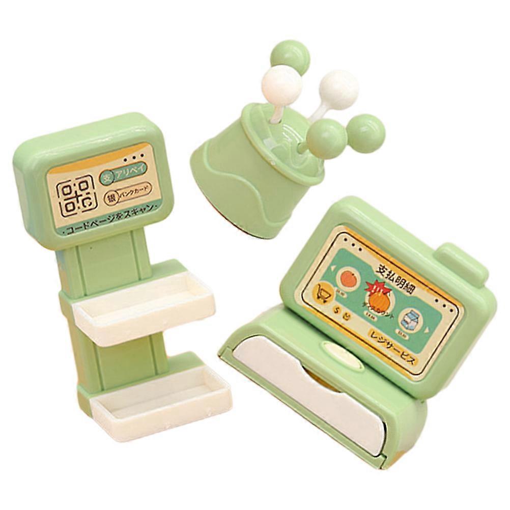 Miniature Cash Register Model for Performance 1Set Plastic Green Toy