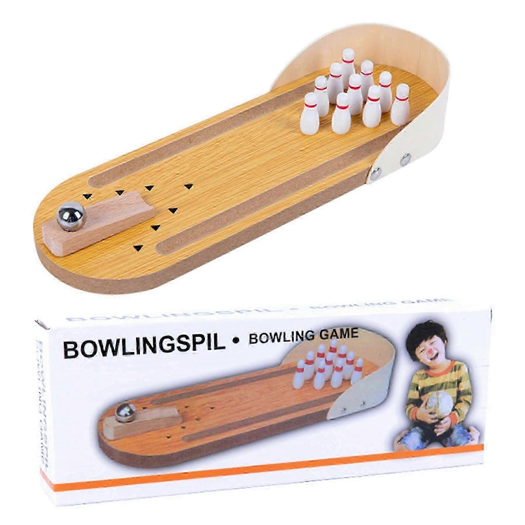 Wooden Mini Bowling Set for Kids Interactive ParentChild Tabletop Game, Polished Developmental Toy for Ages 3 and Up