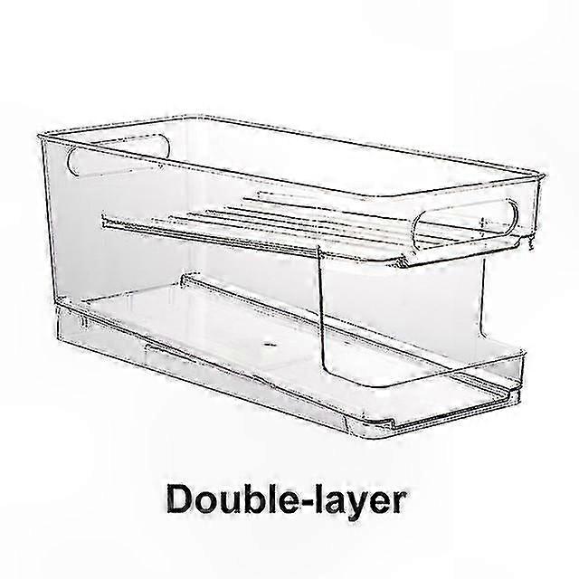 Two-Tier Fridge Drink Can Holder with Auto-Scroll Feature Clear Beverage Rack Organizer Storage Dispenser for Beer and Soda Cans