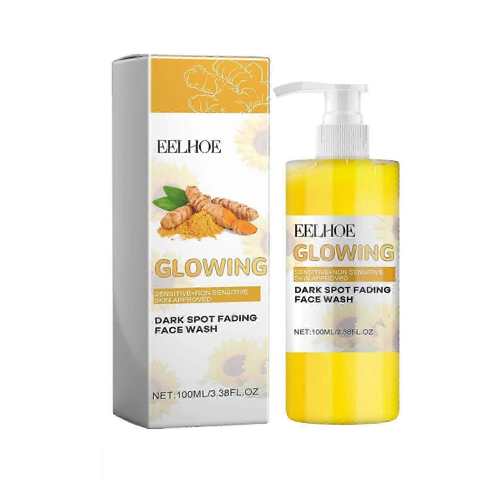 EELHOE Nettoyant éclaircissant au curcuma Nettoye en profondeur le visage, démaquille et est rafraîchissant et non tiraillant. Nettoyant au curcuma