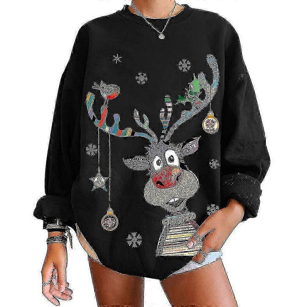 Femmes Noël Elk Print Sweatshirts De Noël Pulls Tops