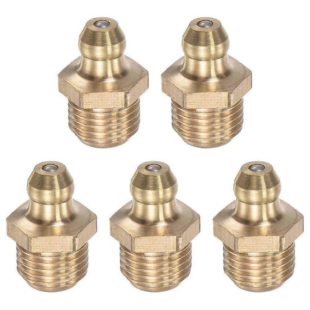 DSH  5Pcs Brass Straight Hydraulic Grease Fitting Accessories M10 x 1mm Thread
