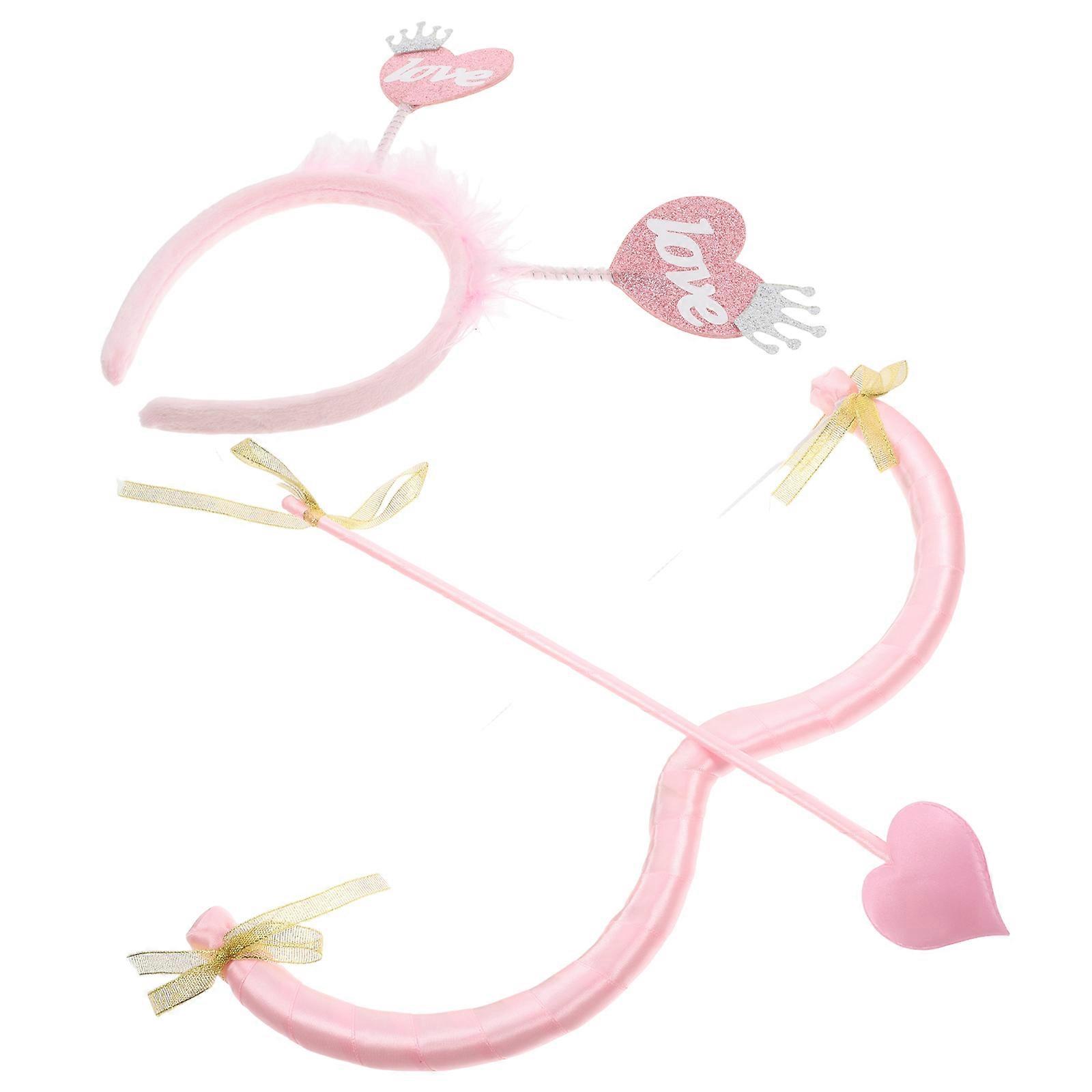 Valentine Day Cupid Bow Arrow Headband Set for Costume Party 2Sets Pink