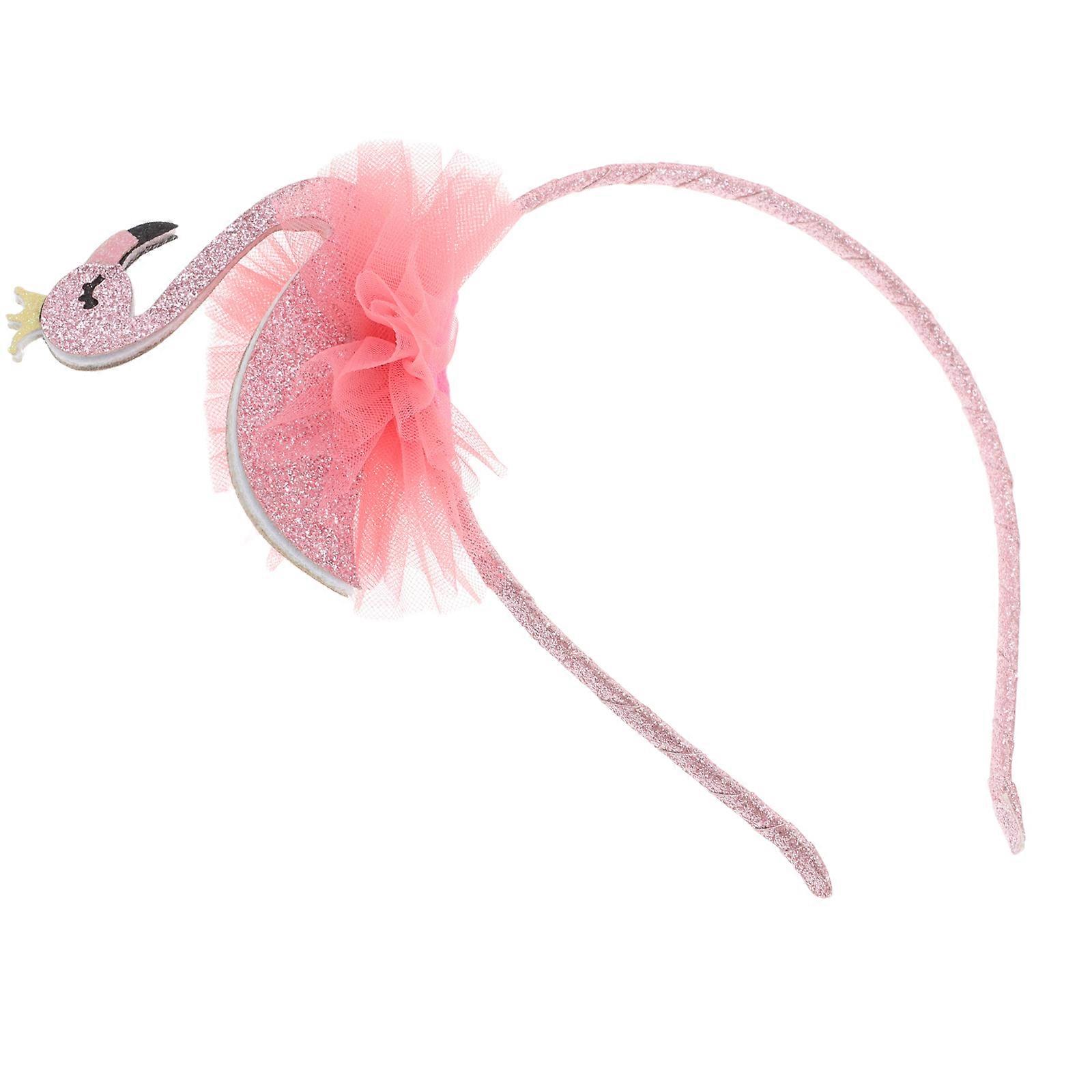 Glitter Headband Flamingo Lace Headband for Stage Performance 4Pcs