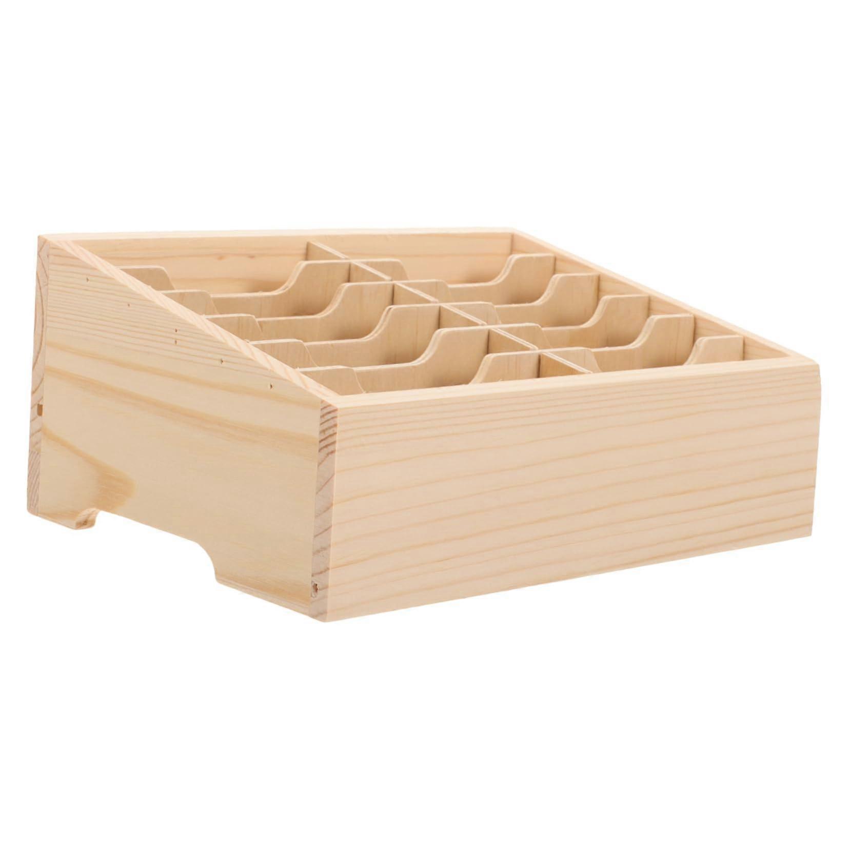Multi Wooden Desktop Storage Box With Compartments For Phones And Accessories 21X15CM Office Classroom Organizer