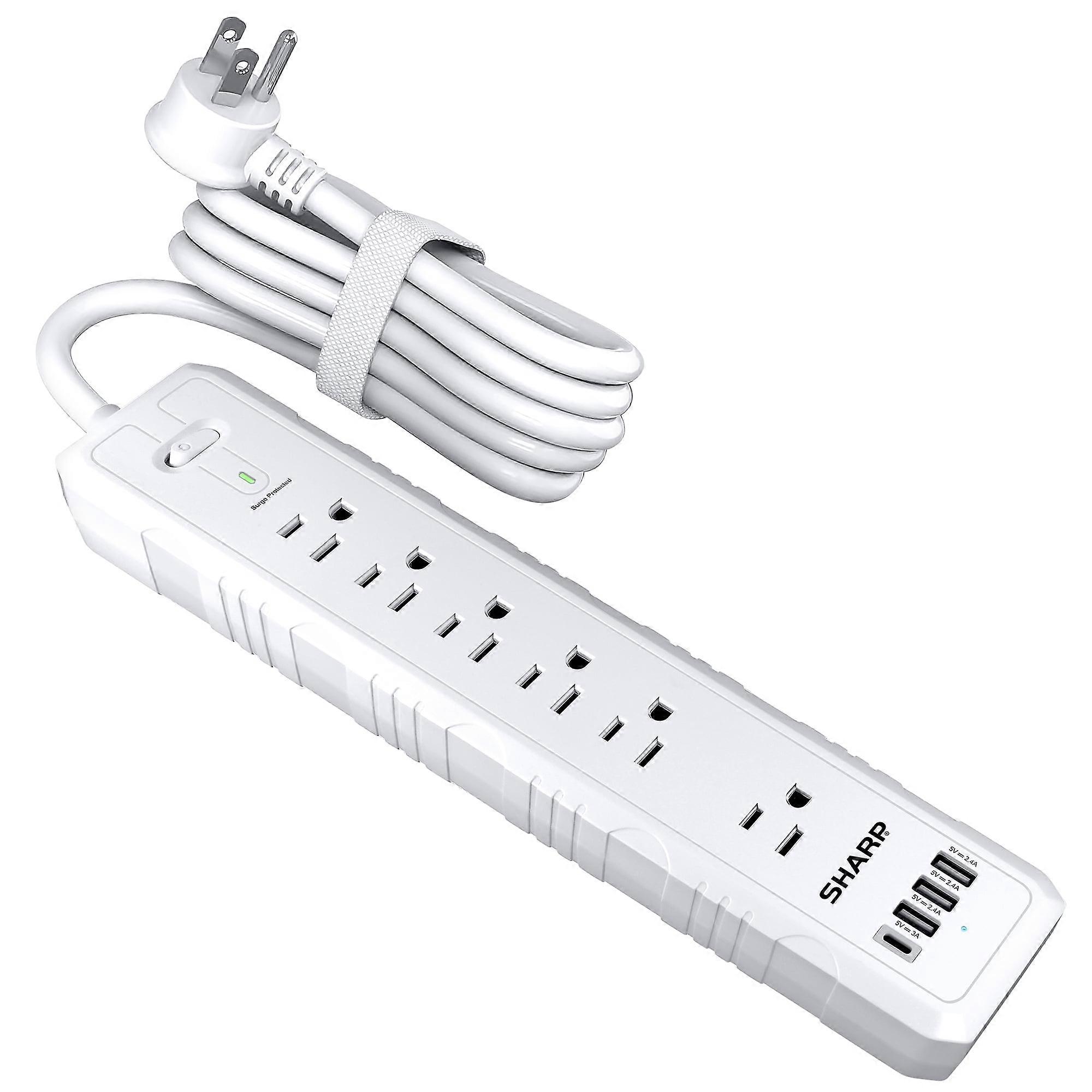 Compatible with SHARP 6-Outlet 4 USB Port 5 ft Surge Protector
