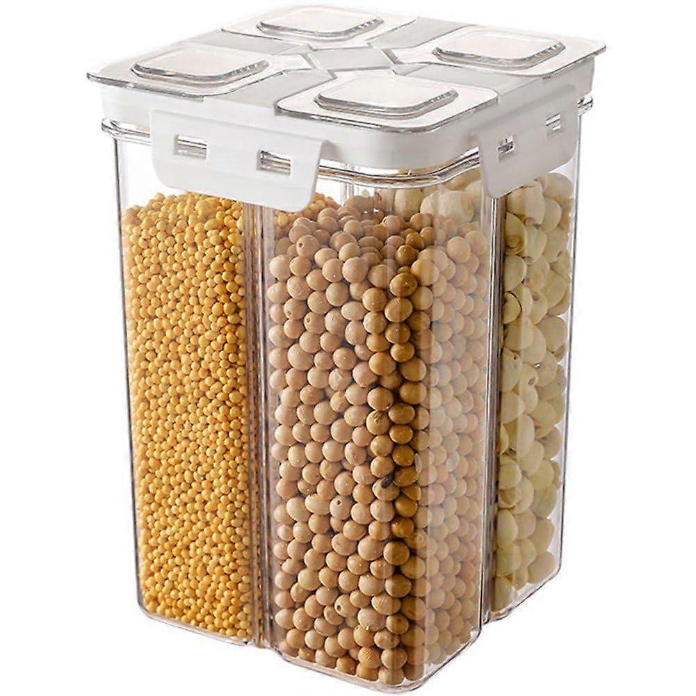 4 Grids Sealed Jar Cereal Storage Box, Airtight Food Container for Grains, Large 14x20.3cm Fresh Keeping Box