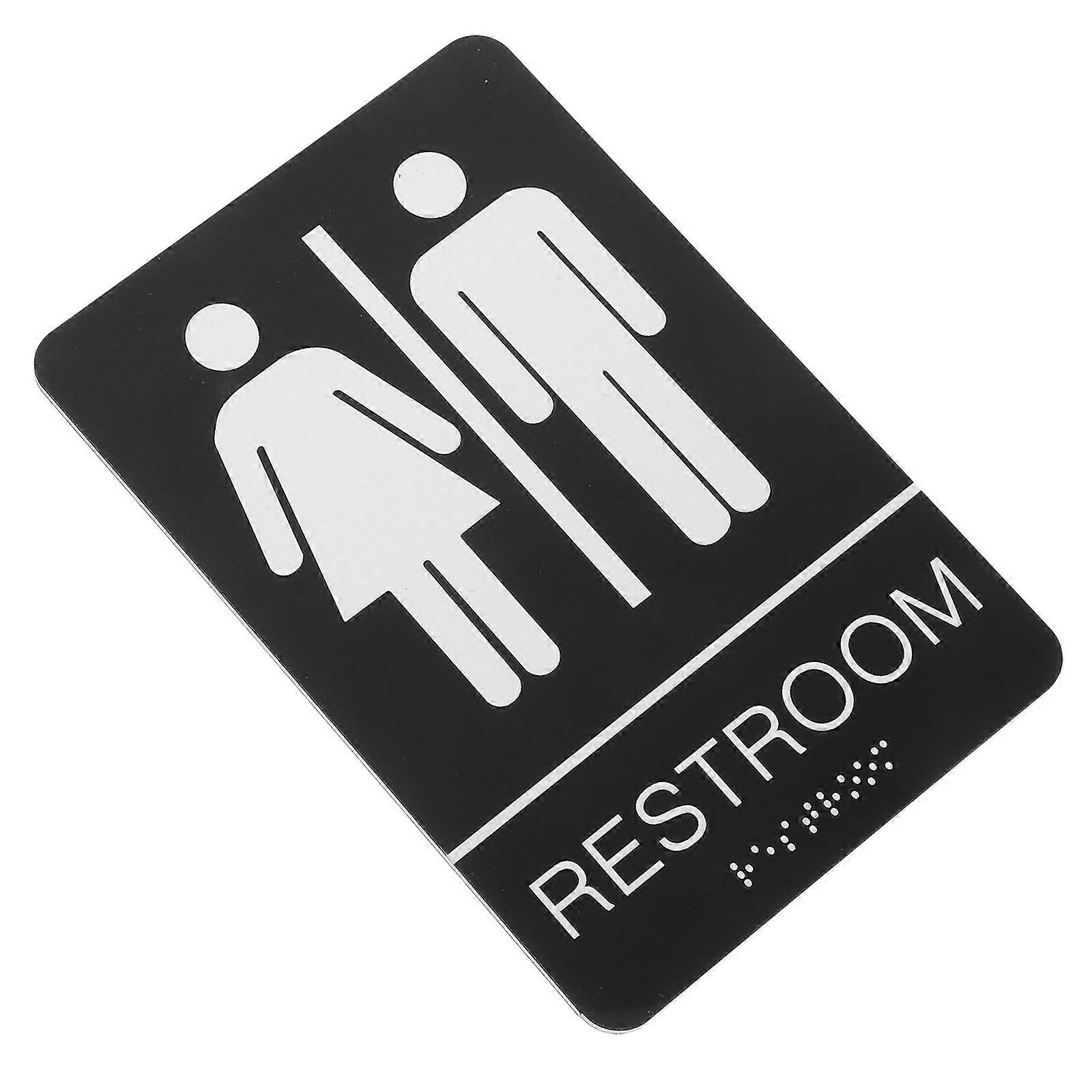 2Pcs Unisex Acrylic Restroom Sign Professional Signage for Office Easy Installation Suitable for Commercial Spaces in Black Color