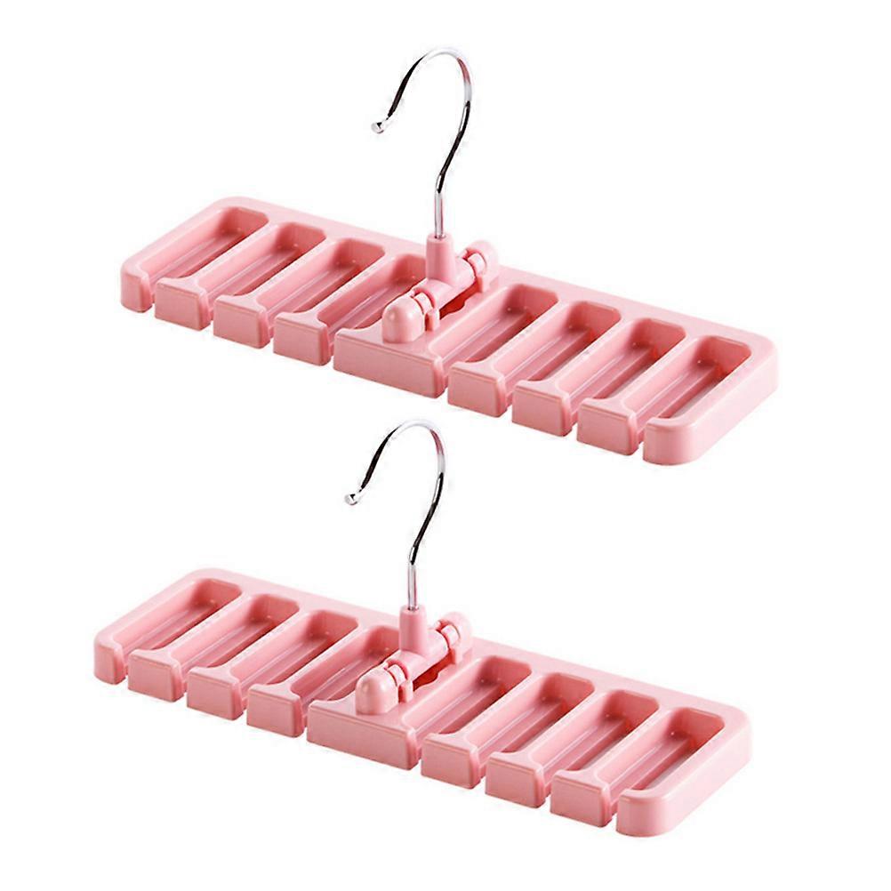 Compact Design Necktie Holder Rack For Closet Organization In Stylish Pink Color 2Pcs