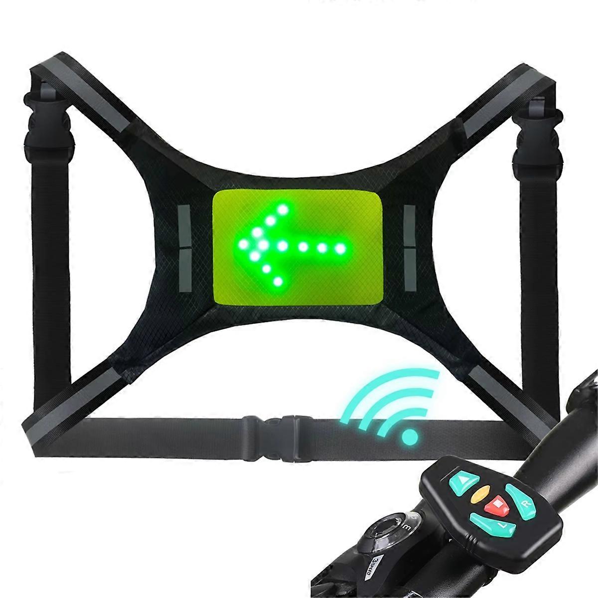 LED Reflective Vest USB Rechargeable Remote Turn Signal Light Vest