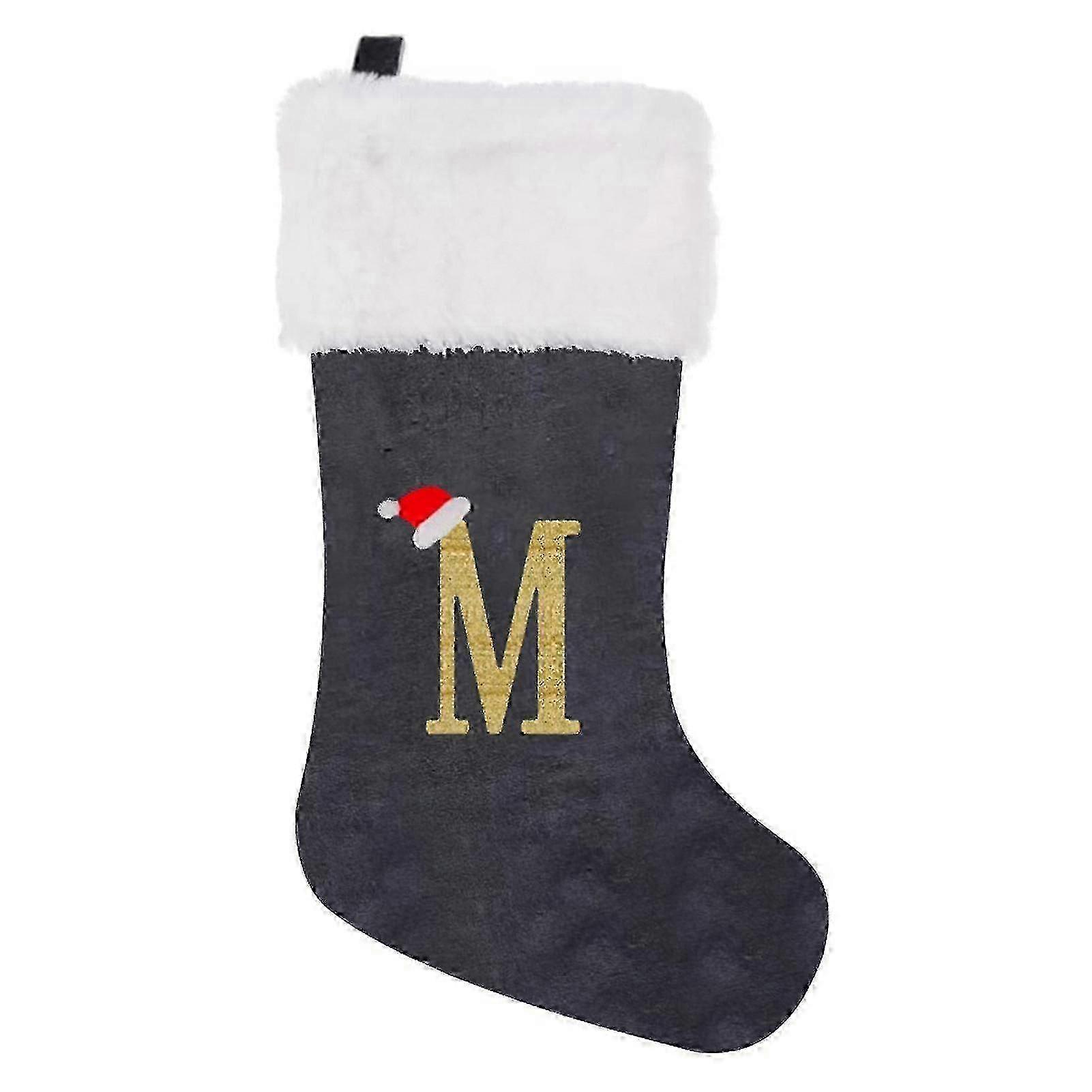 Christmas Stocking Knitting Snowflake Letter Large Capacity With Hanging Rope Create Atmosphere Candy-filled Stocking
