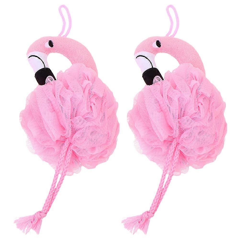 Flamingo Bath Balls 2Pcs Pink Eco-Friendly Pe Durable Material Deep Exfoliation for Bath