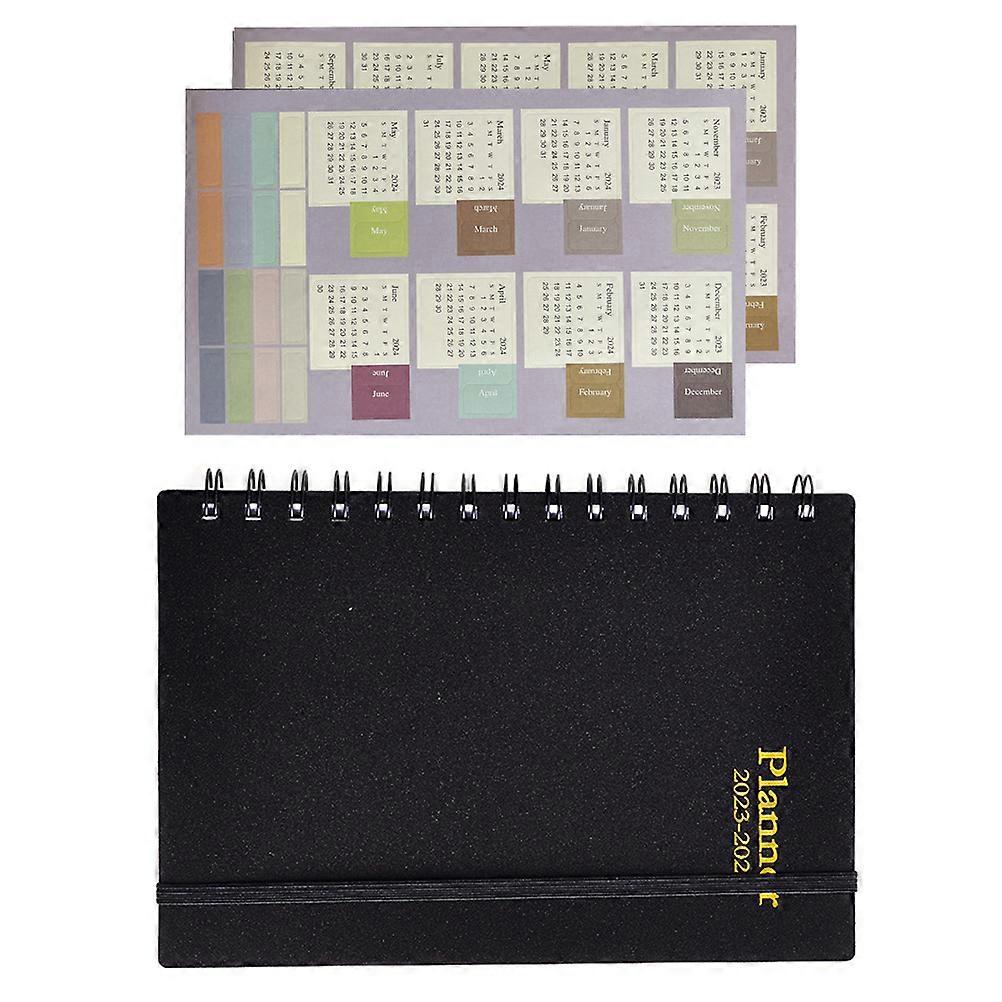 Calendar Planner Schedule Notepad for Writing Use 2Pcs Black Portable Planner